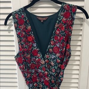 Ranna Gill Red and Green Floral Embroidered Dress